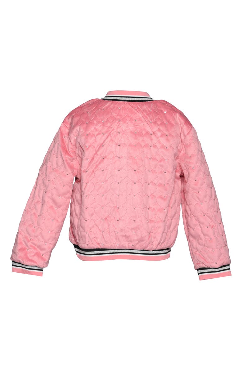 Truly Me Kids' Rhinestone Detail Heart Quilted Jacket, Alternate, color, Pink