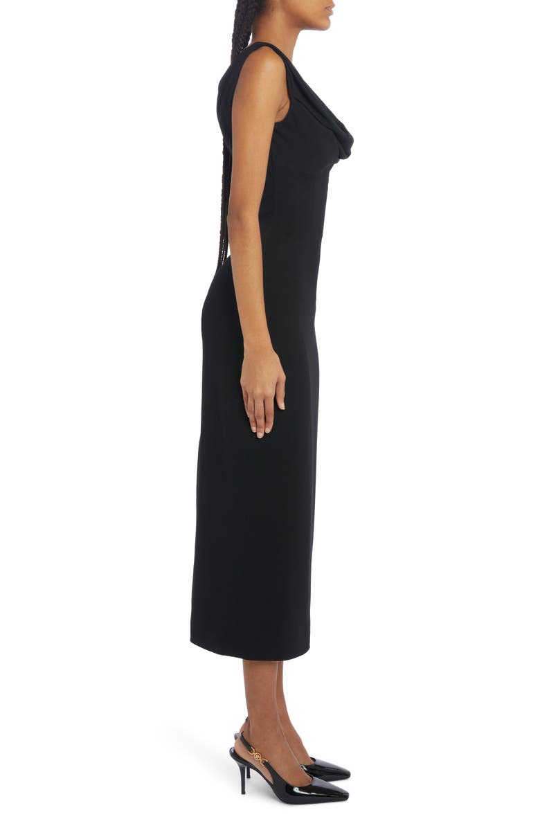Versace Cowl Neck Sleeveless Midi Dress, Alternate, color, 