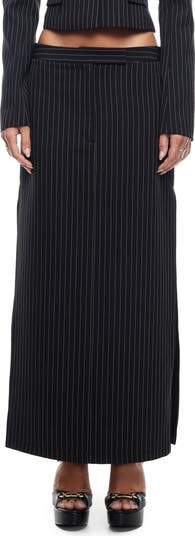 Lune Pinstripe Low Rise Maxi Skirt