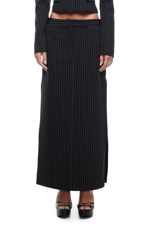Shop Lioness Lune Pinstripe Low Rise Maxi Skirt In Onyx Pinstripe