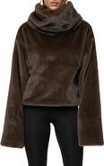 JLUXLABEL Turtleneck Faux Fur Pullover
