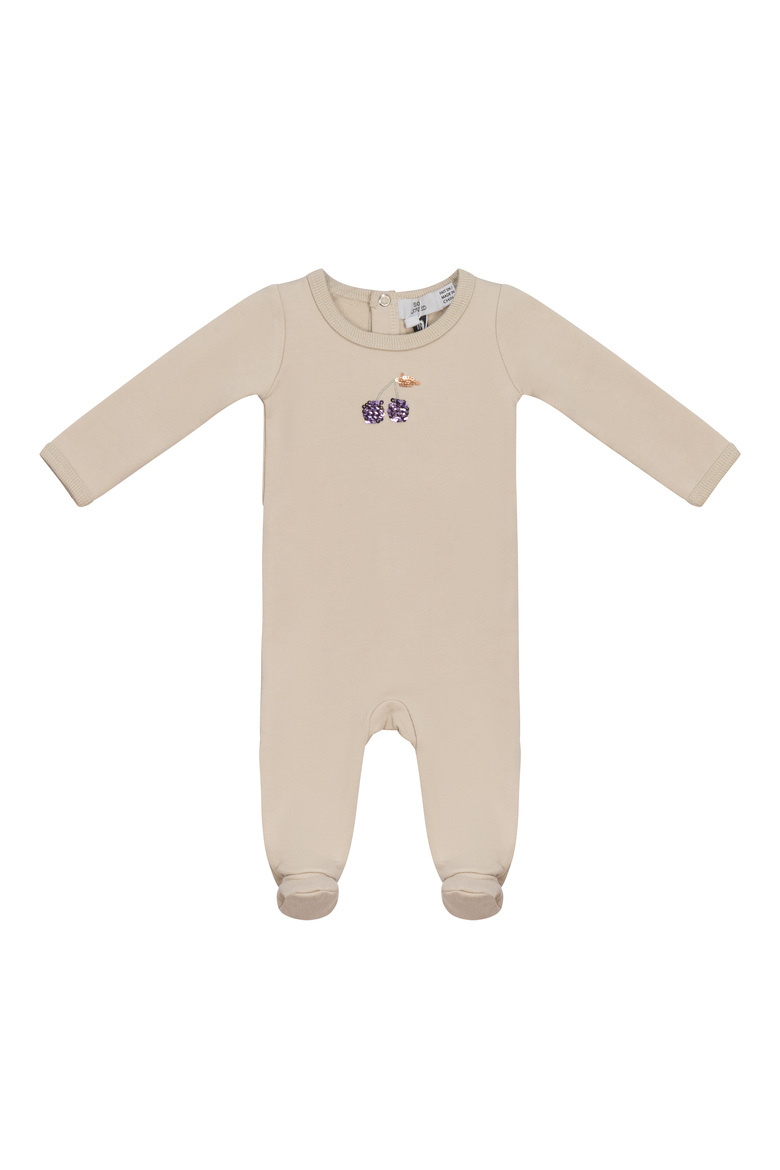 French Fleece Bunny Print Romper, Main, color, Dark Almond