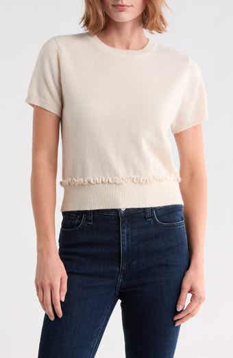 Short Sleeve Ruffle Hem Sweater