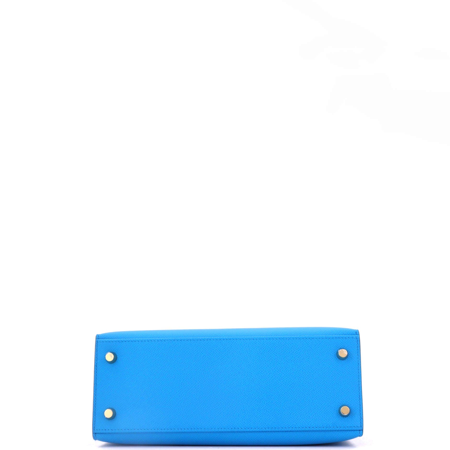 Pre-Owned Hermes Kelly Handbag Blue Epsom with Gold Hardware 25, Alternate, color, Bleu Frida