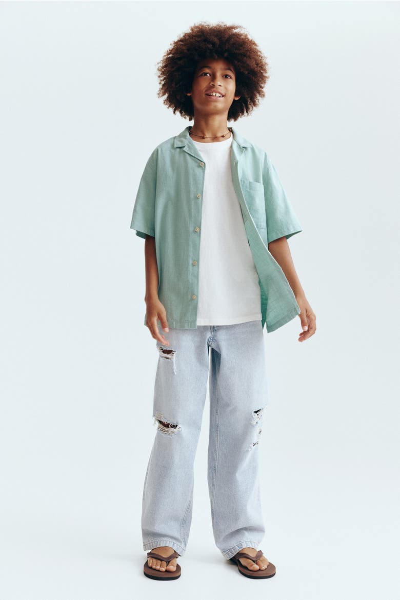 Cotton Resort Shirt, Alternate, color, Turquoise