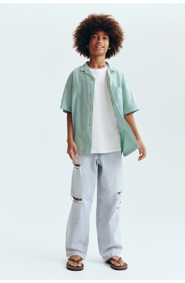 H&M Cotton Resort Shirt, Alternate, color, Turquoise