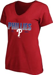 FANATICS Women's Profile Red Philadelphia Phillies Plus Size Wordmark V-Neck T-Shirt