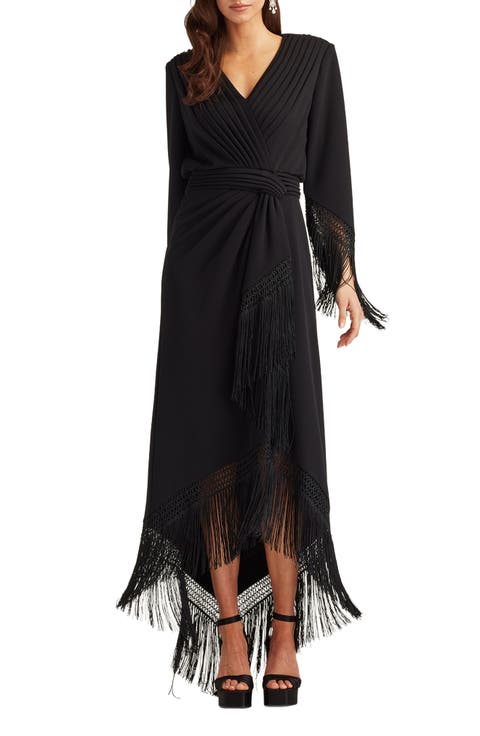 Fringe Detail Long Sleeve Gown