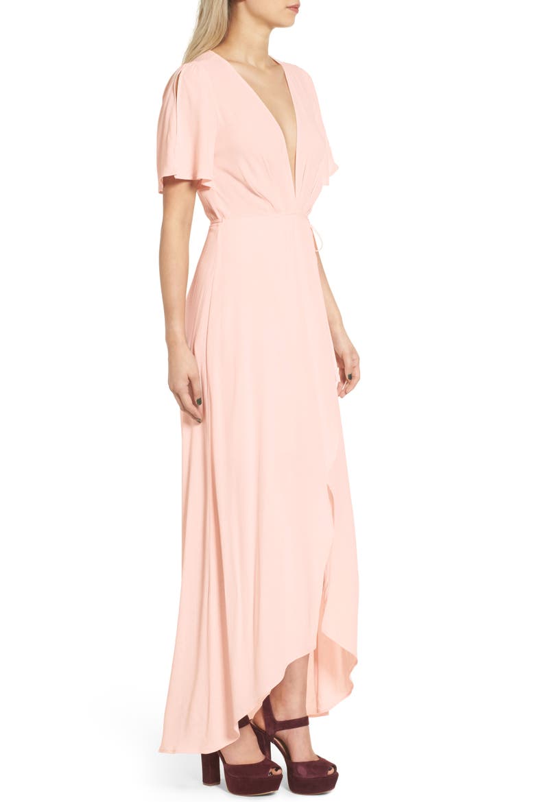ASTR Selma Floral Print Wrap Dress, Alternate, color, BLUSH