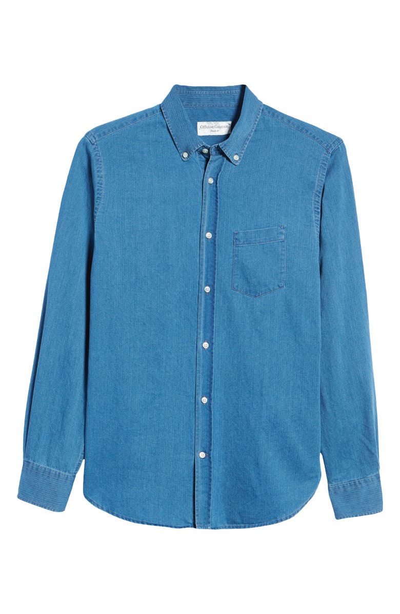 Officine Générale Antime Textured Denim Button-n Shirt, Alternate, color, 