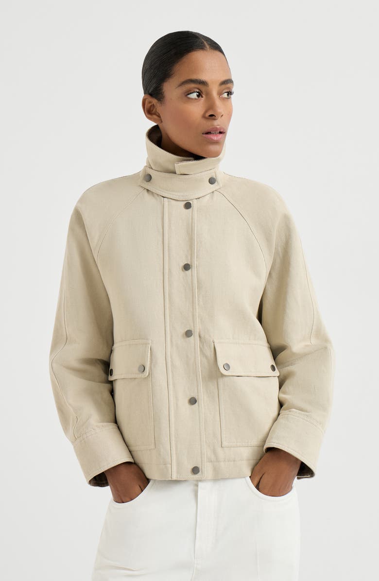 Brunello Cucinelli Canvas outerwear jacket, Main, color, Beige
