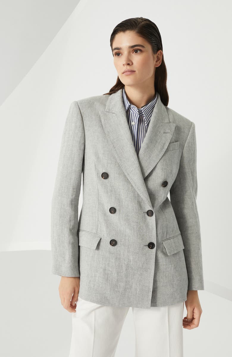 Brunello Cucinelli Sparkling canvas blazer, Alternate, color, 