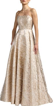 Mac Duggal Strapless Metallic Brocade Ball Gown
