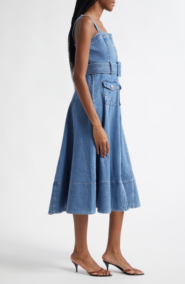 Cinq à Sept Vega Belted Denim Fit & Flare Dress, Alternate, color, Blue Haze