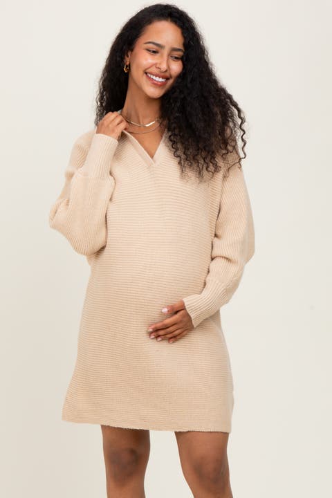 Chunky Knit Collared Sweater Dress