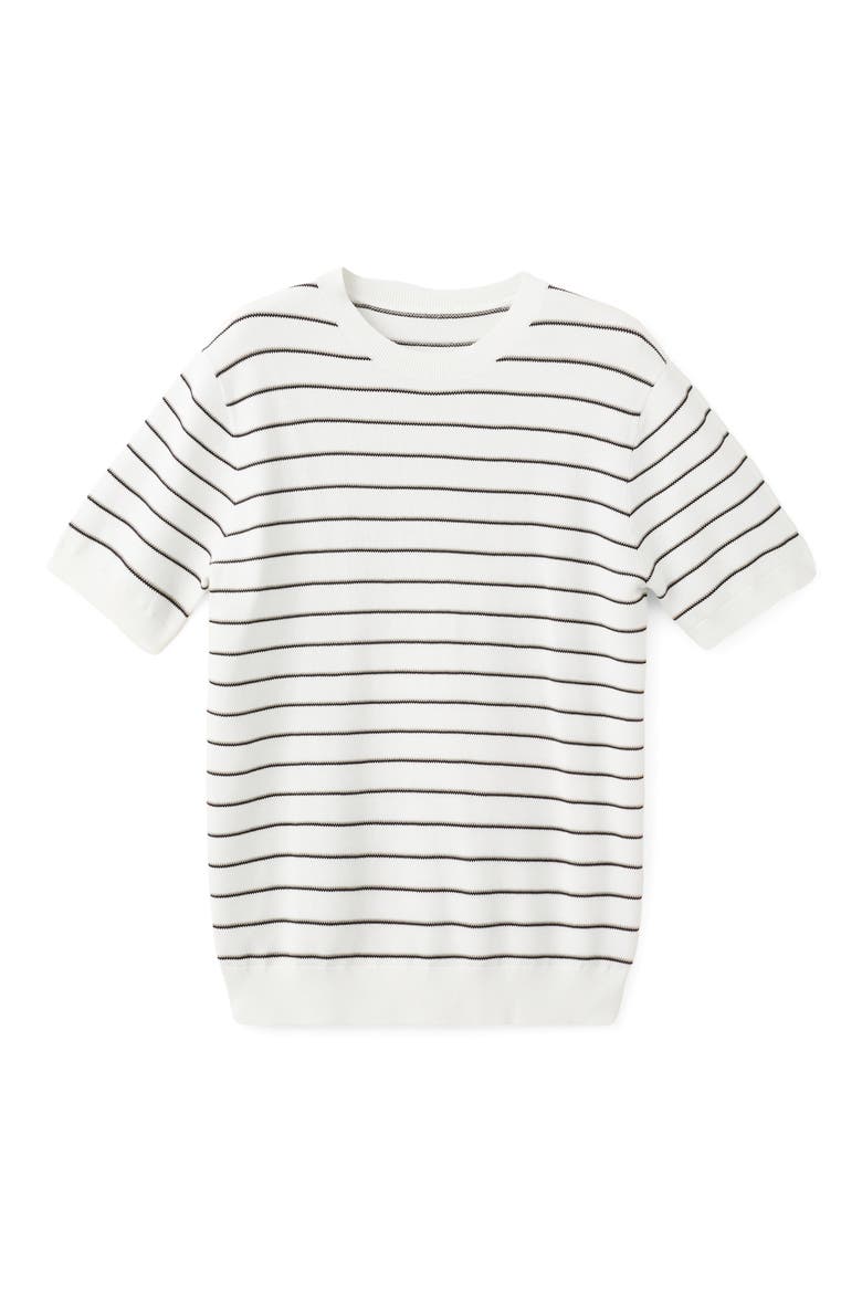 Stripe Cotton Knit Shirt, Alternate, color, OFF WHITE