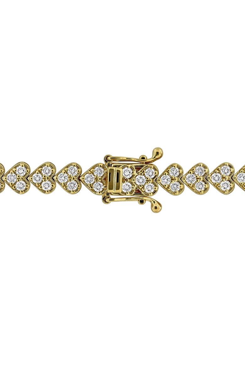 3 1/3ct. t.w. Lab-Grown Diamond Heart Tennis Bracelet 14k, Alternate, color, Yellow Gold