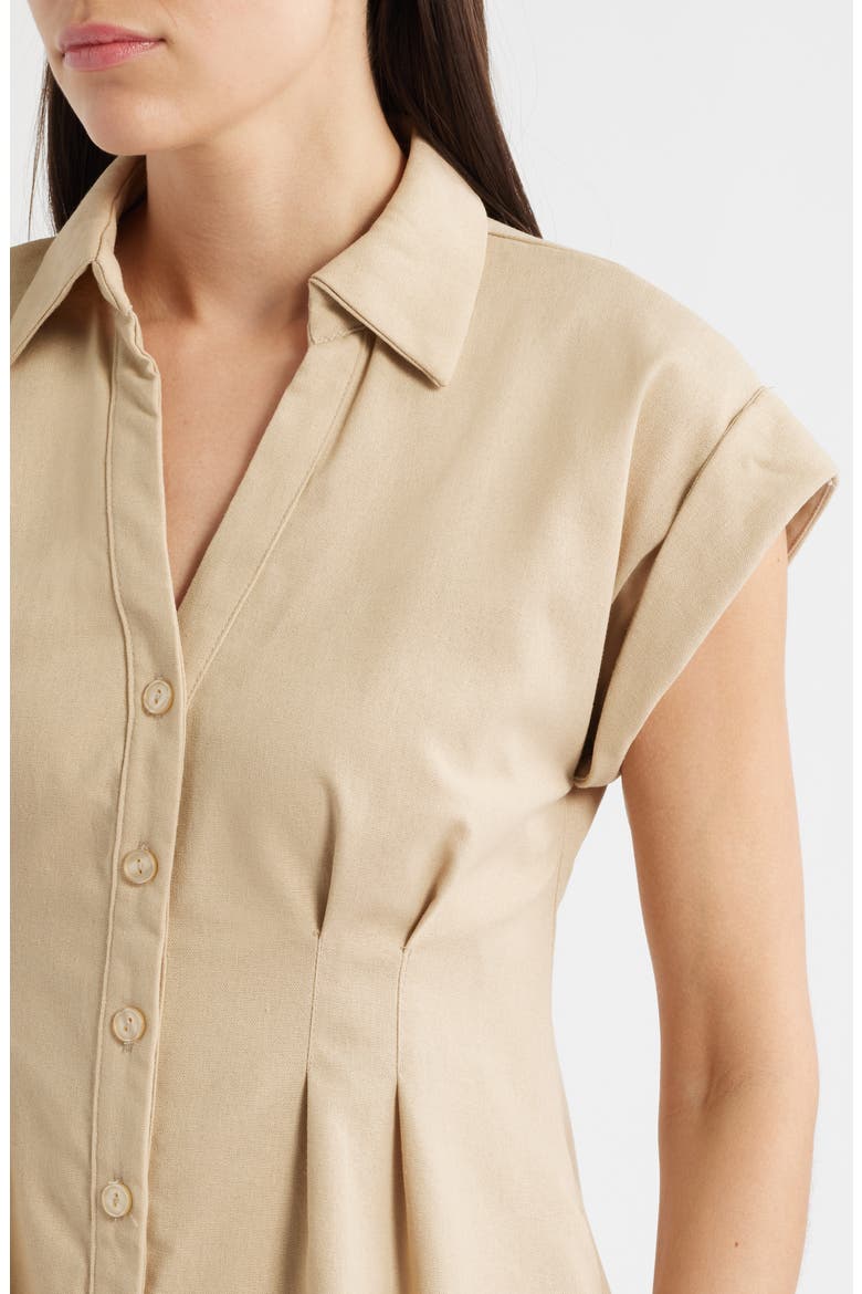 Short Sleeve Shirtdress, Alternate, color, KHAKI