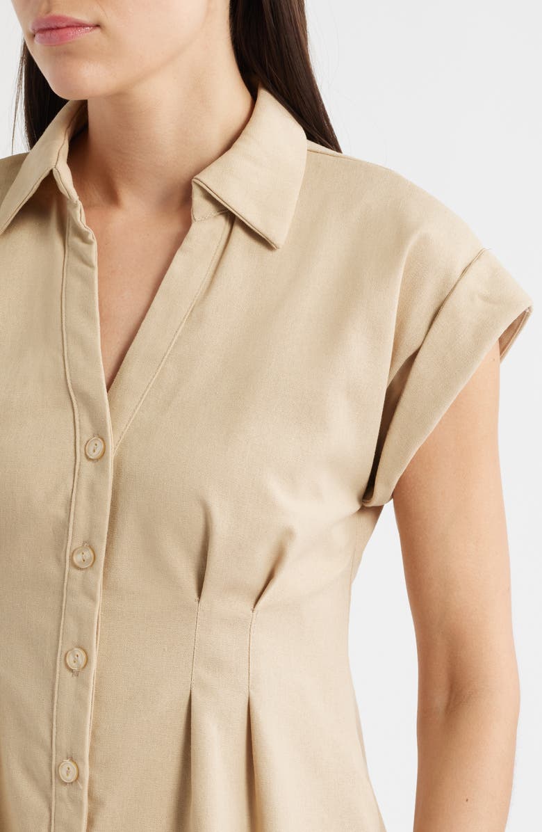 Julia Jordan Short Sleeve Shirtdress, Alternate, color, Khaki