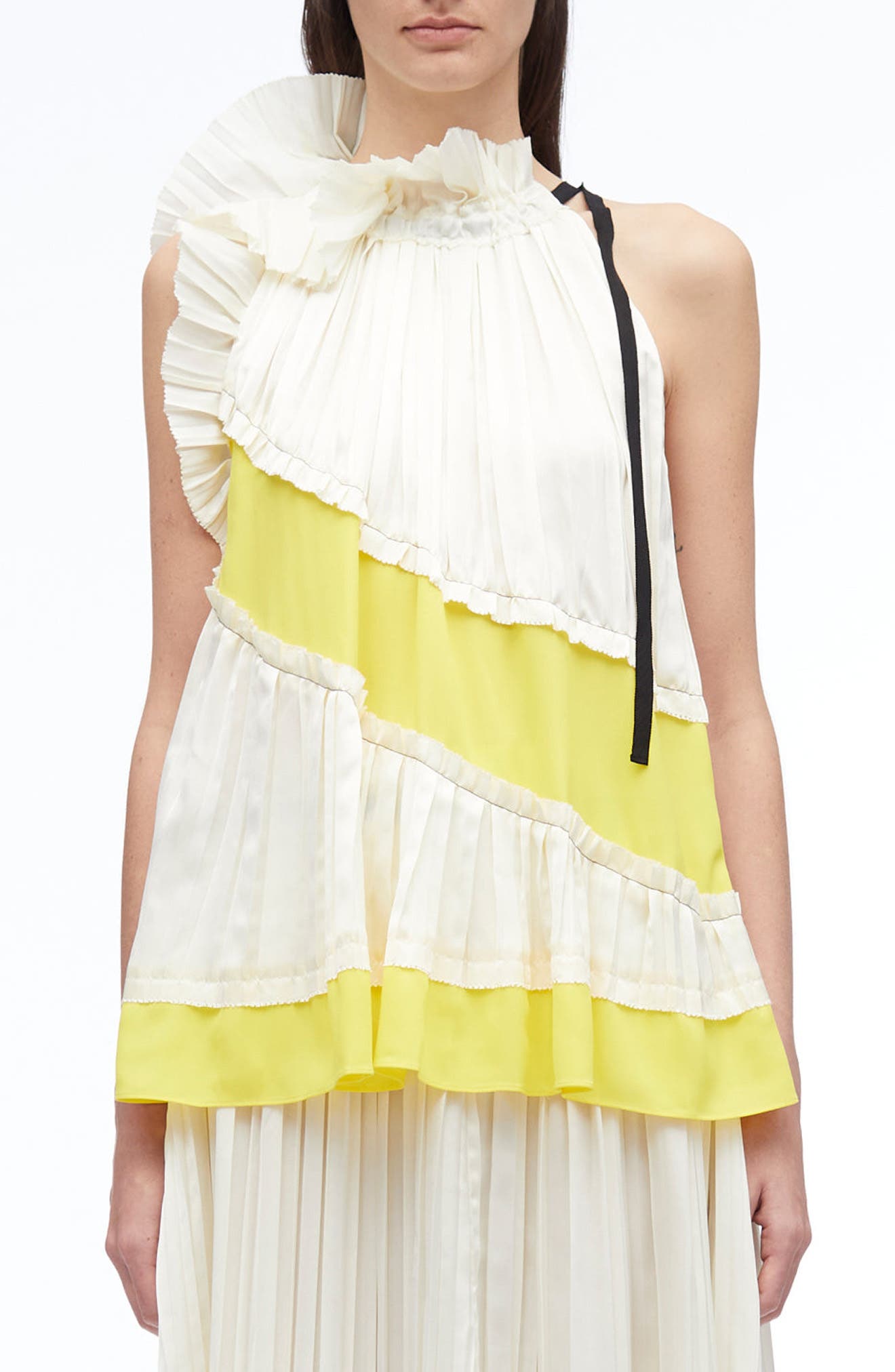 Pleated Satin Sleeveless Top