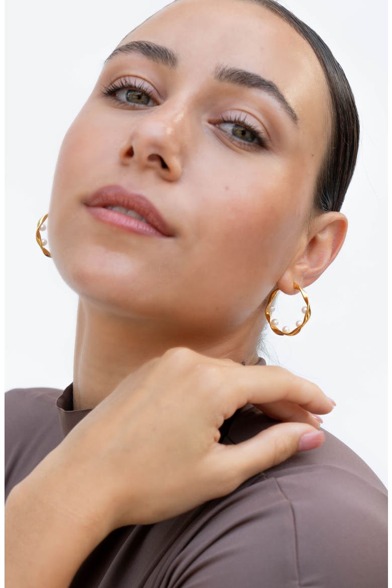 Waterfall Baroque Pearl Hoops, Alternate, color, Yellow Gold Vermeil