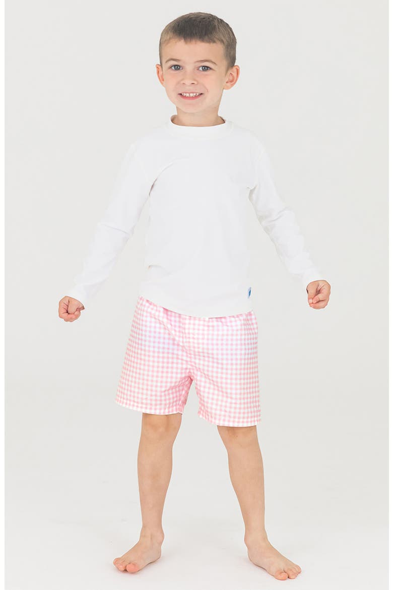 Long Sleeve Two-Piece Rashguard Swimsuit, Alternate, color, PINK GINGHAM