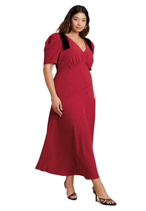 Flowy Bow Detail Maxi Dress (Plus)