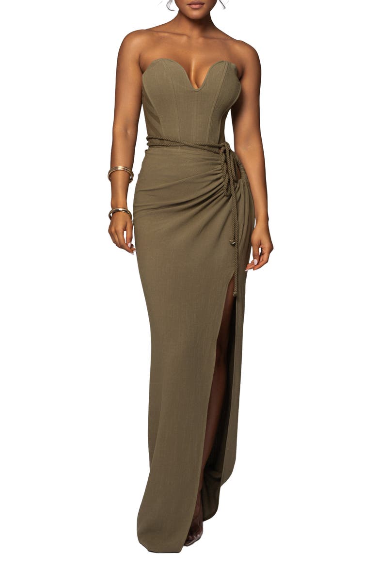 Destination Linen Skirt Set, Main, color, Olive