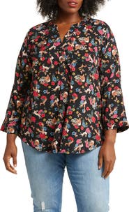 PHILOSOPHY BY RPUBLIC CLOTHING Printed Roll Tab Sleeve Blouse