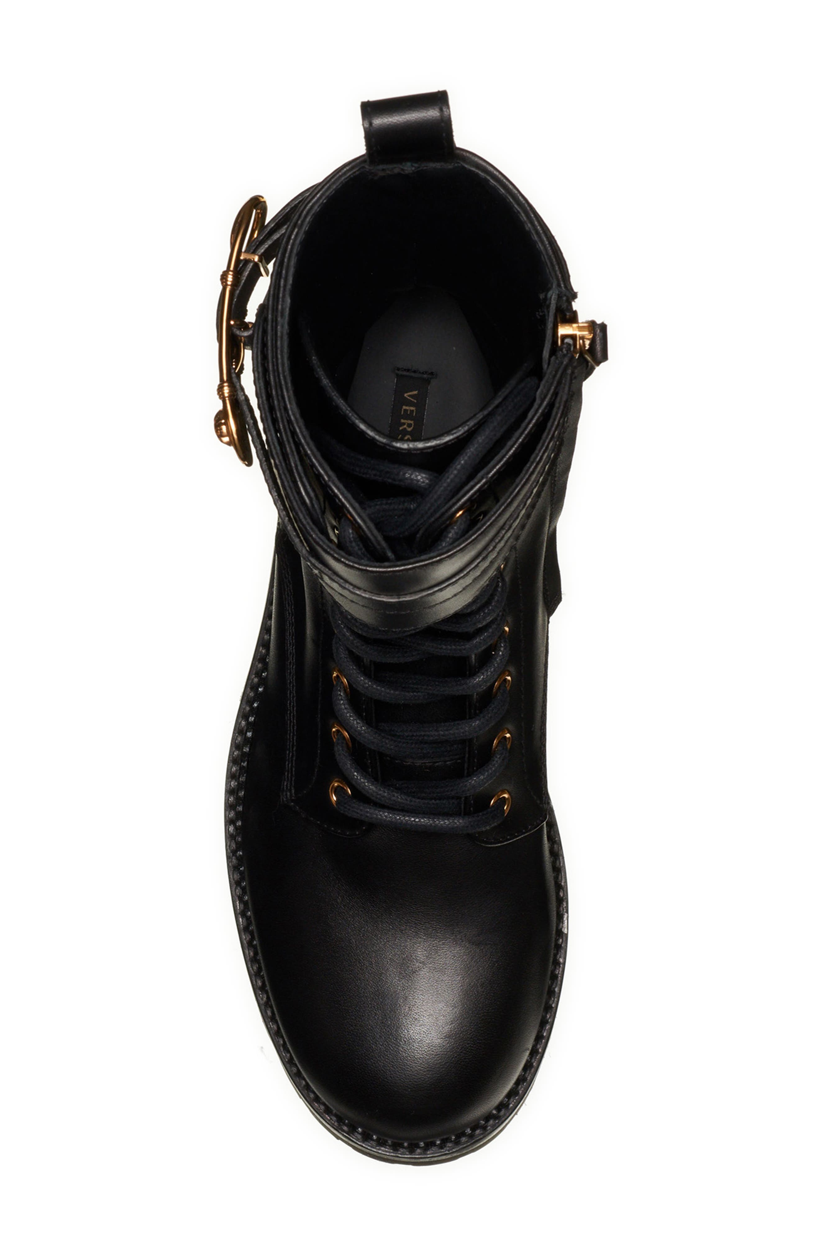 Versace Safety Pin Combat Boot, Alternate, color, 