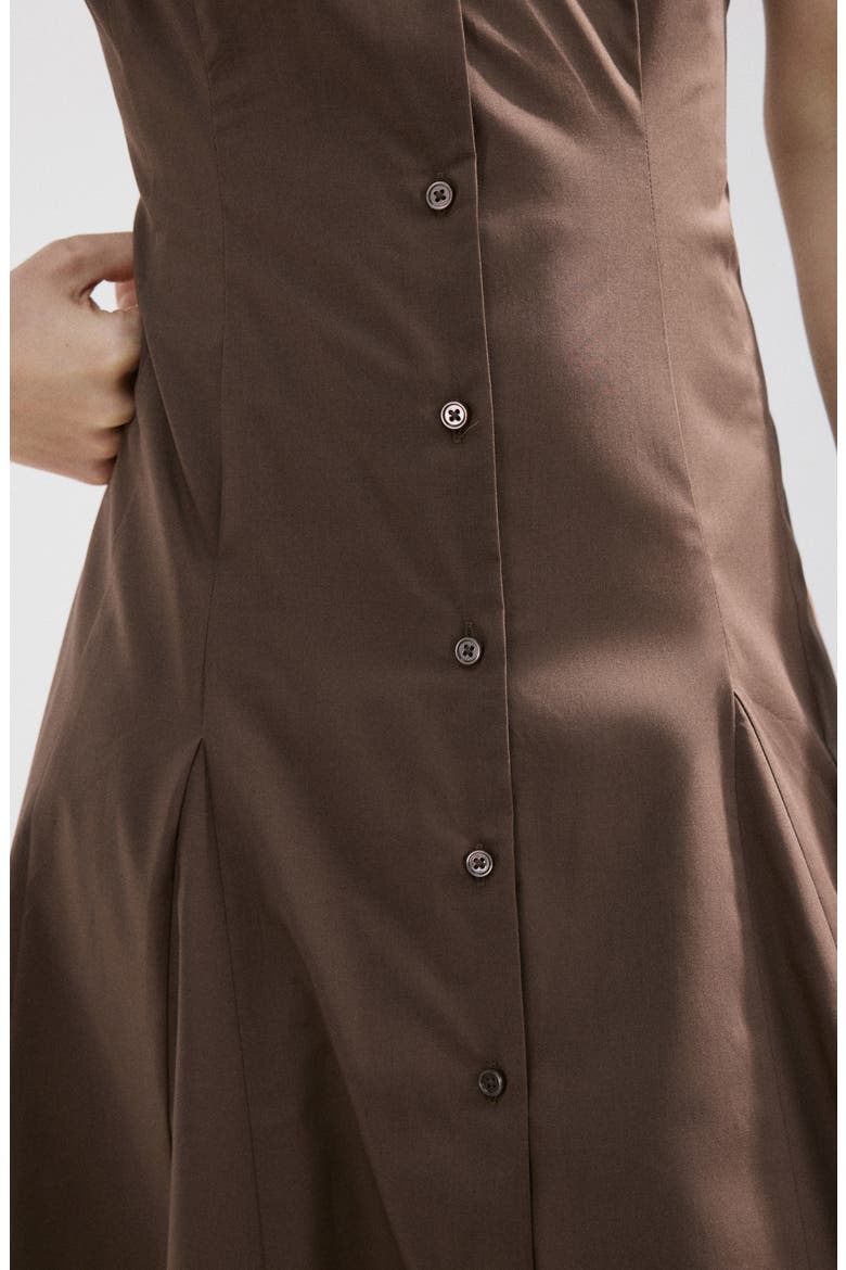 Sleeveless Cotton & Lyocell Shirtdress, Alternate, color, BROWN