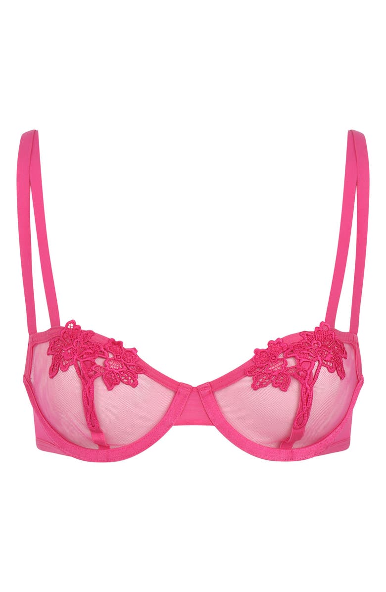 Love, Vera Floral Appliqué Underwire Balconette Bra, Alternate, color, Magenta