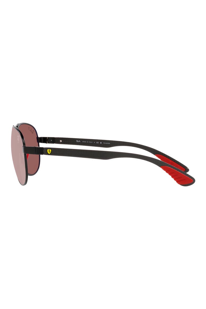 x Scuderia Ferrari 61mm Polarized Pilot Sunglasses, Alternate, color, MATTE BLACK