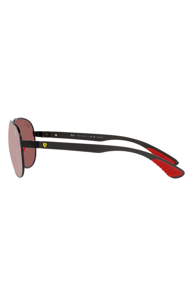 Ray-Ban x Scuderia Ferrari 61mm Polarized Pilot Sunglasses, Alternate, color, Matte Black