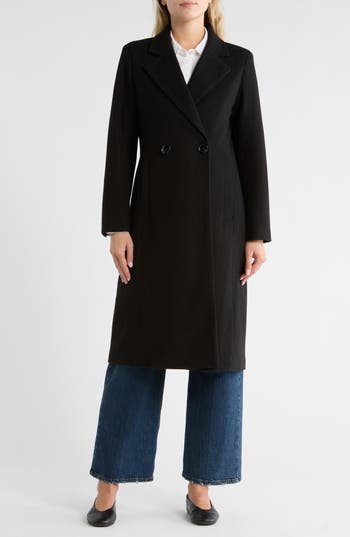 Sam Edelman Plaid Double Breasted Coat In Black