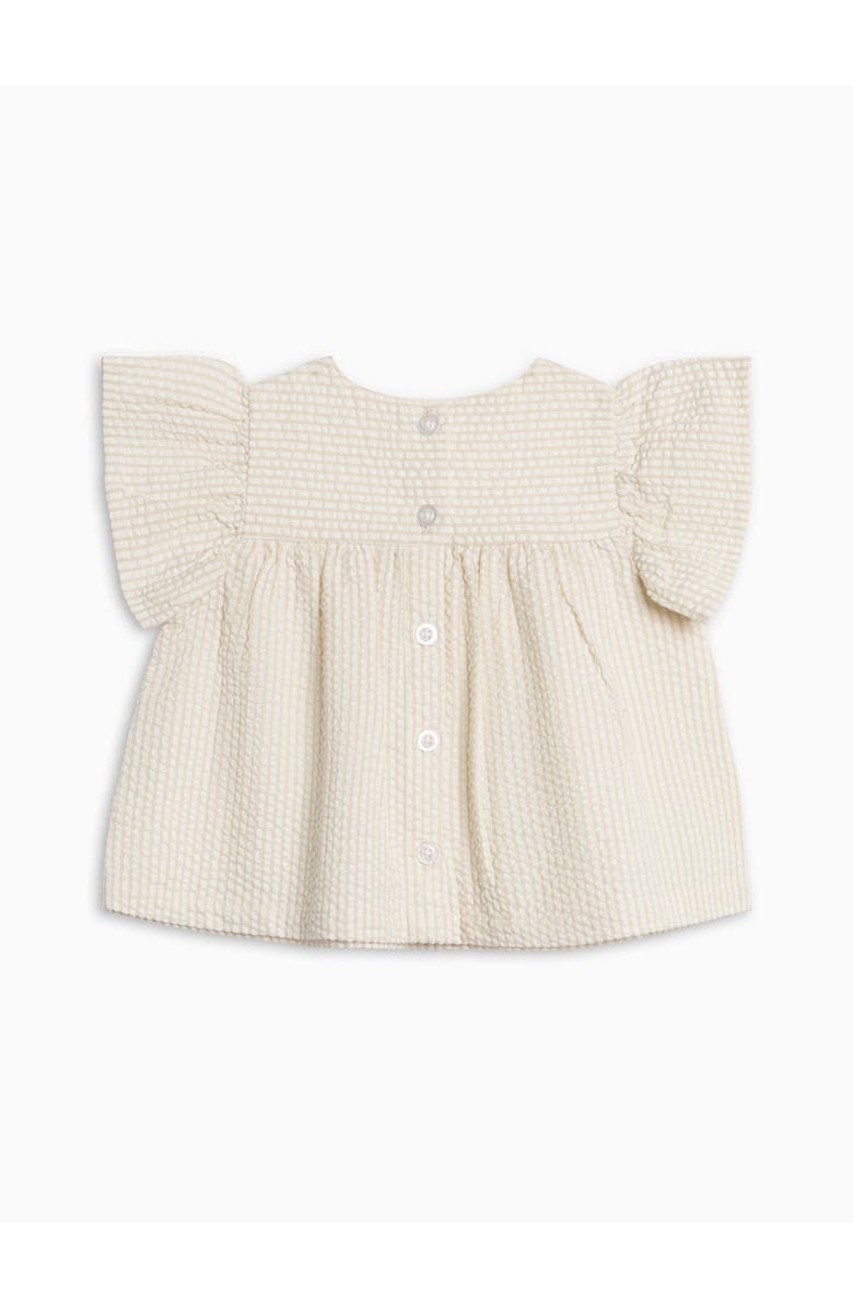 KENDI by Colored Organics Organic Viv Seesucker Ruffle Top, Alternate, color, Dune Stripe