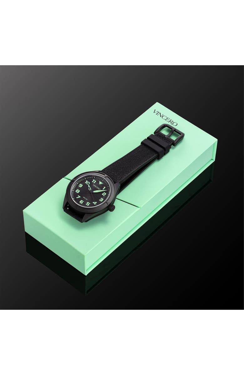 Vincero The Stratos Titanium Solar Webbing Strap Watch, 41mm, Alternate, color, Dark Matter