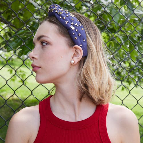 Lele Sadoughi Mlb Texas Rangers Embellished Headband In Purple