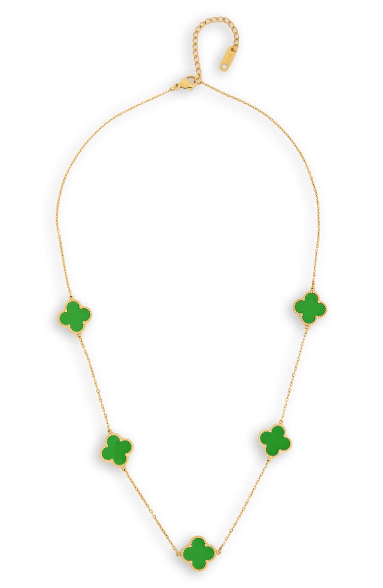 SAACHI Clover Station Charm Necklace, Main, color, Green