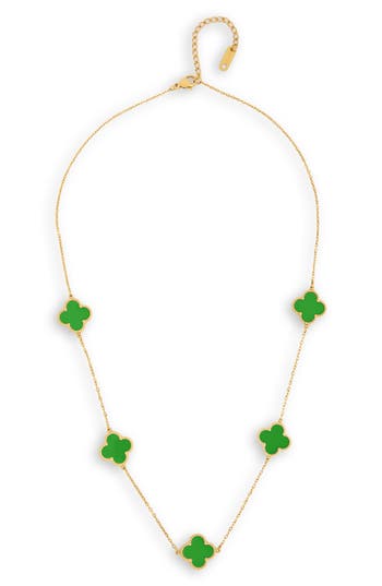 Saachi Clover Station Charm Necklace In Green