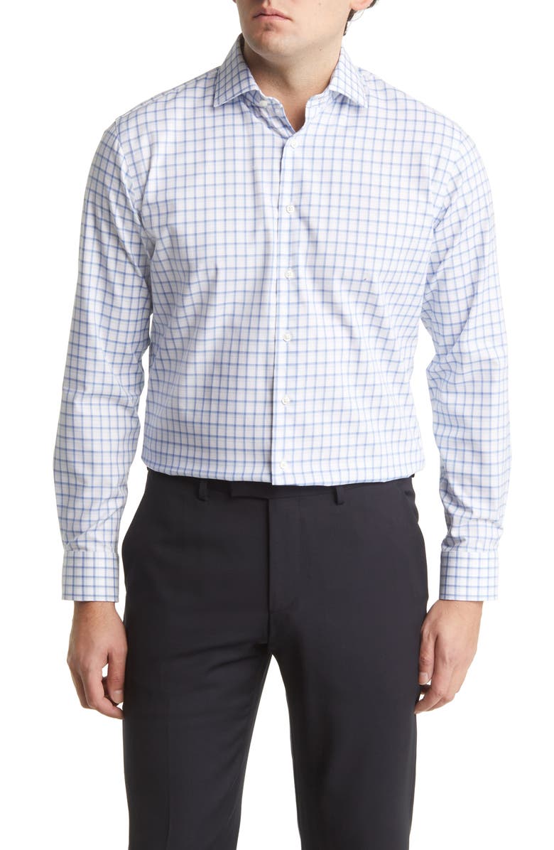 Nordstrom Trim Fit Non-Iron Windowpane Dress Shirt, Main, color, 