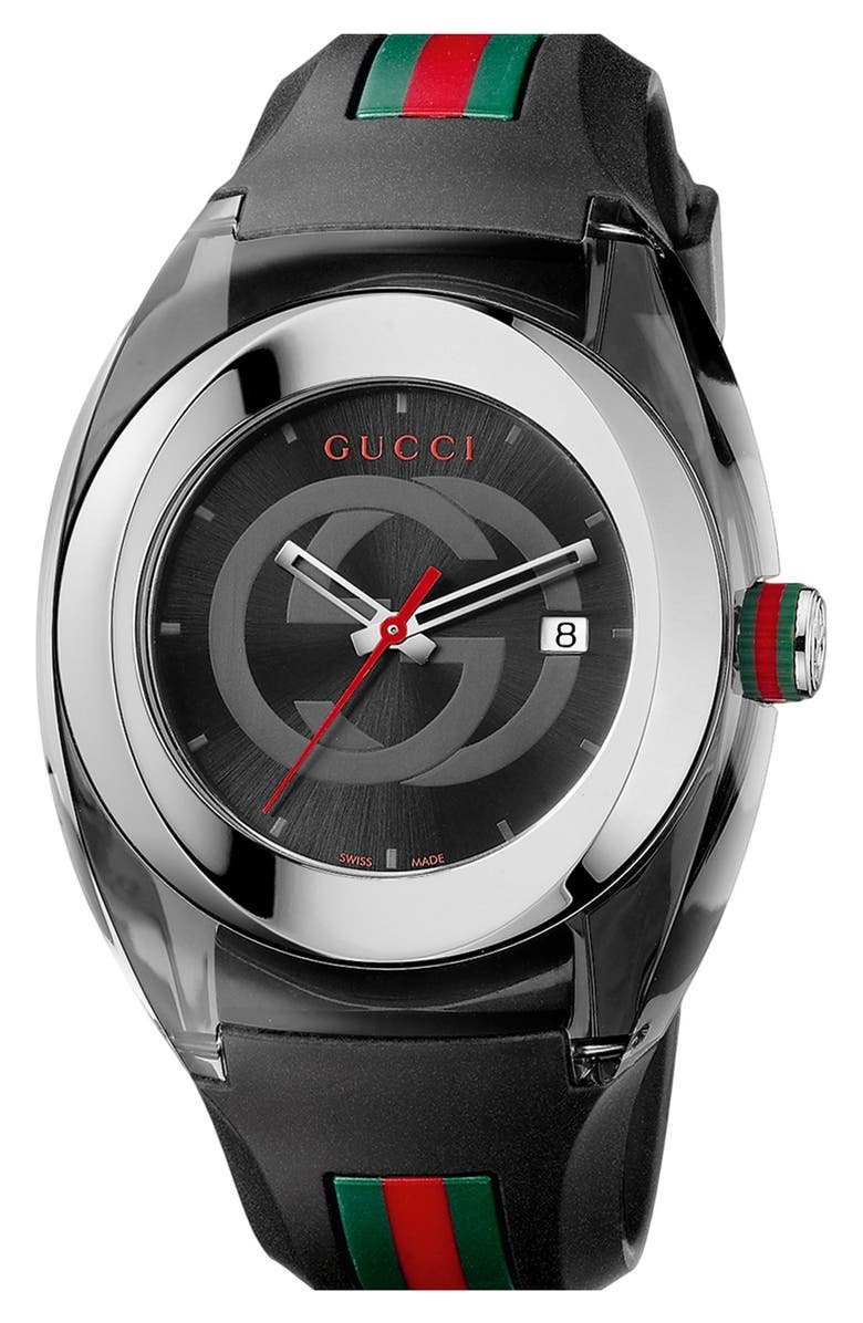 Gucci 'Sync - XXL' Rubber Strap Watch, 46mm, Main, color, 