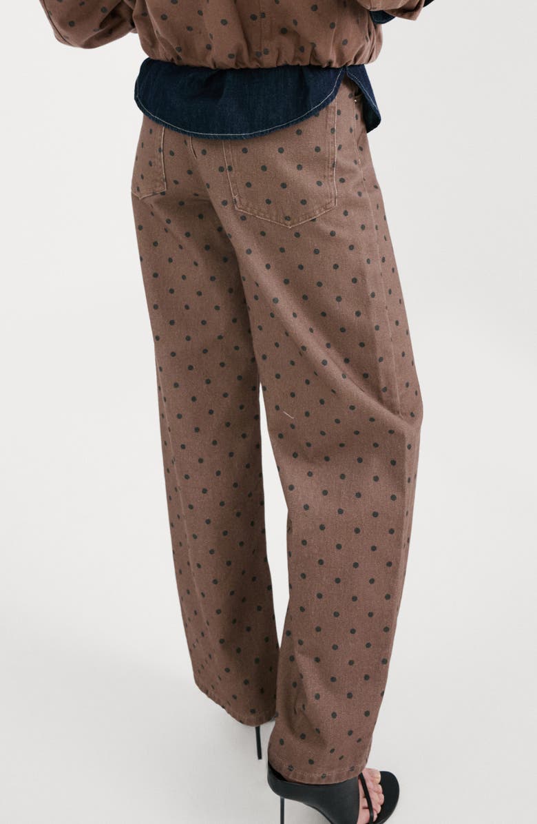 MANGO Polka Dot Straight Leg Jeans, Alternate, color, Chocolate