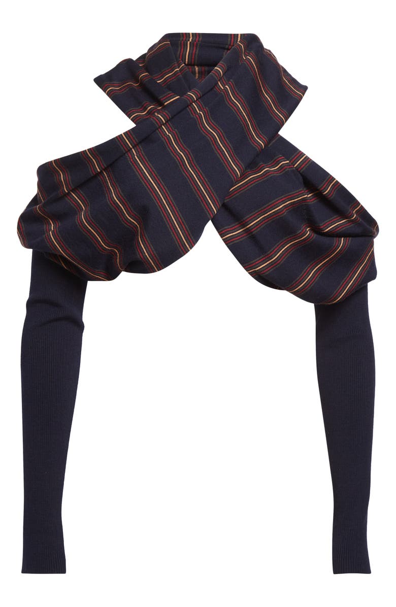 Dries Van Noten Tiba Asymmetric Merino Wool Shrug, Main, color, Navy