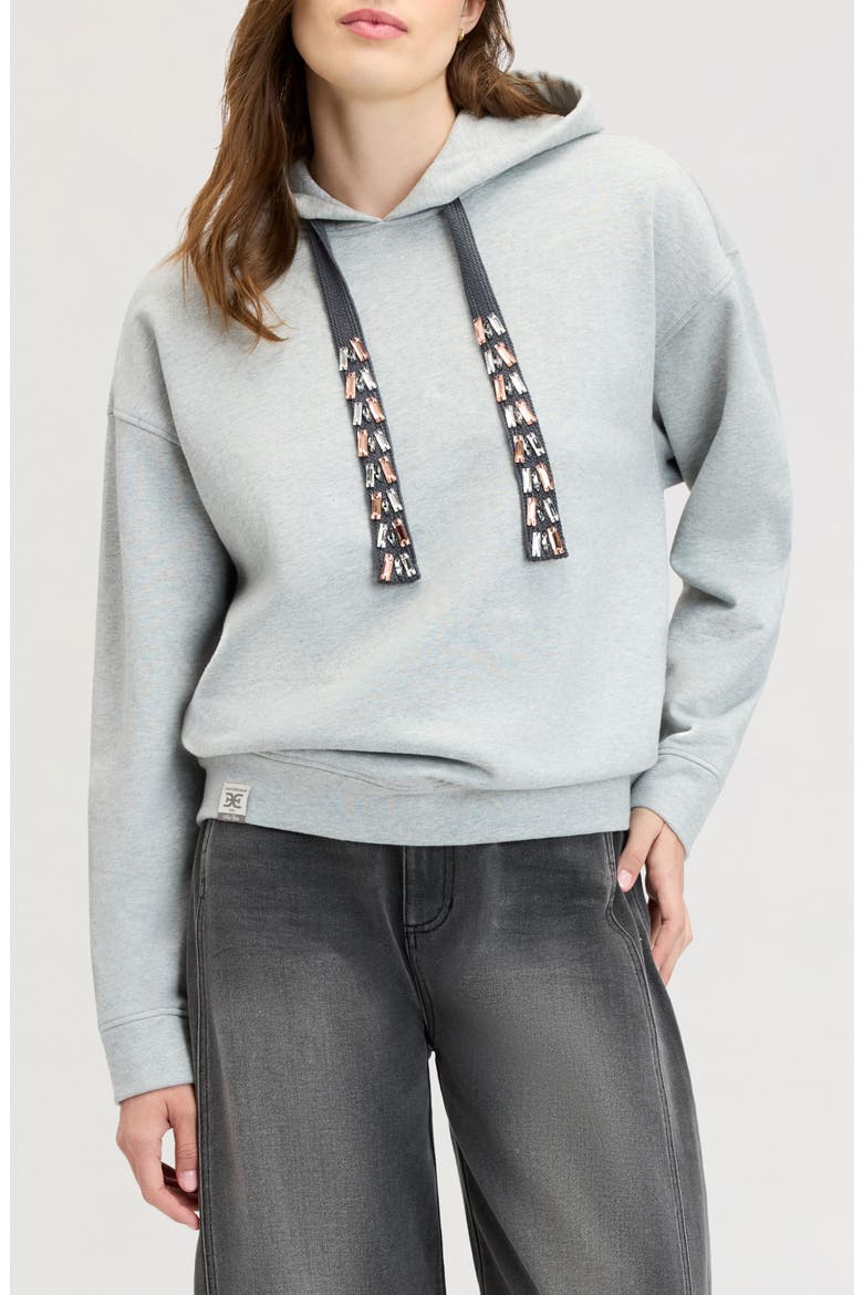 Gem Tie Hoodie, Main, color, HEATHER GREY