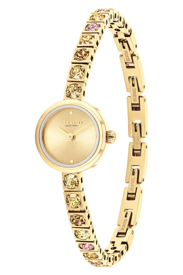 Iris Crystal Bezel Bracelet Watch, Alternate, color, GOLD