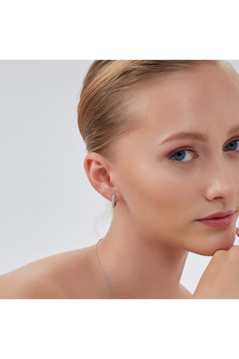Pave Sterling Silver Hoop Earrings, Alternate, color, Silver
