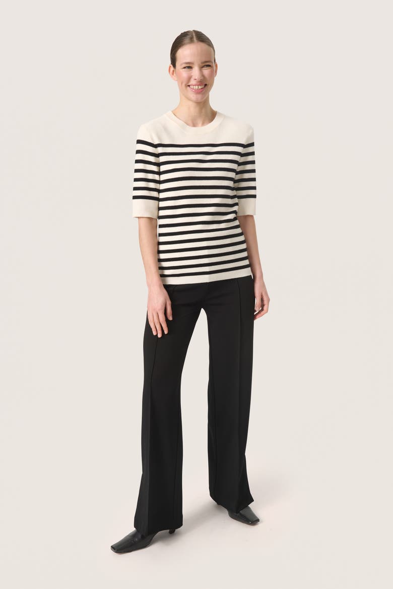 SLSpina Slim Fit Crew Neck Pullover, Alternate, color, White with Black stripe