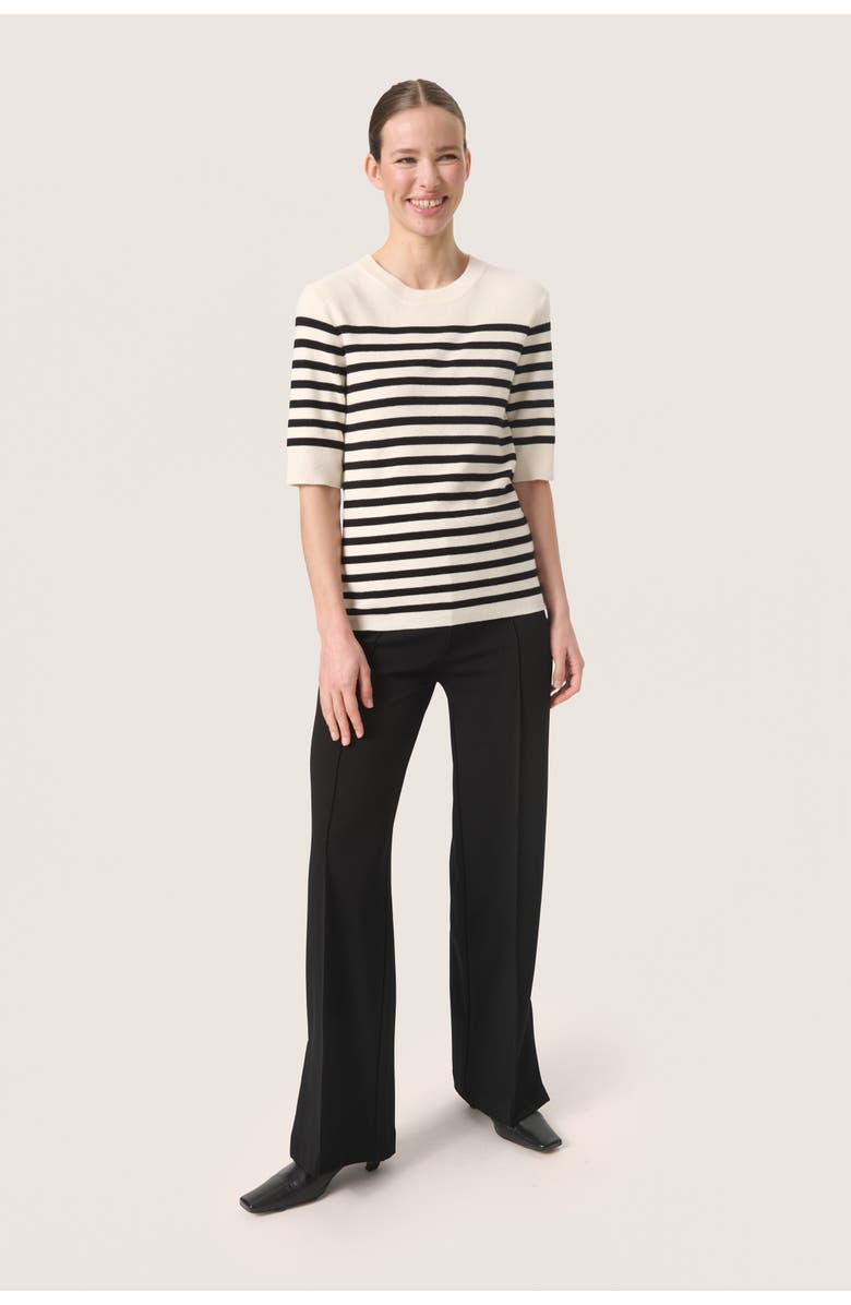 Soaked in Luxury SLSpina Slim Fit Crew Neck Pullover, Alternate, color, White With Black Stripe