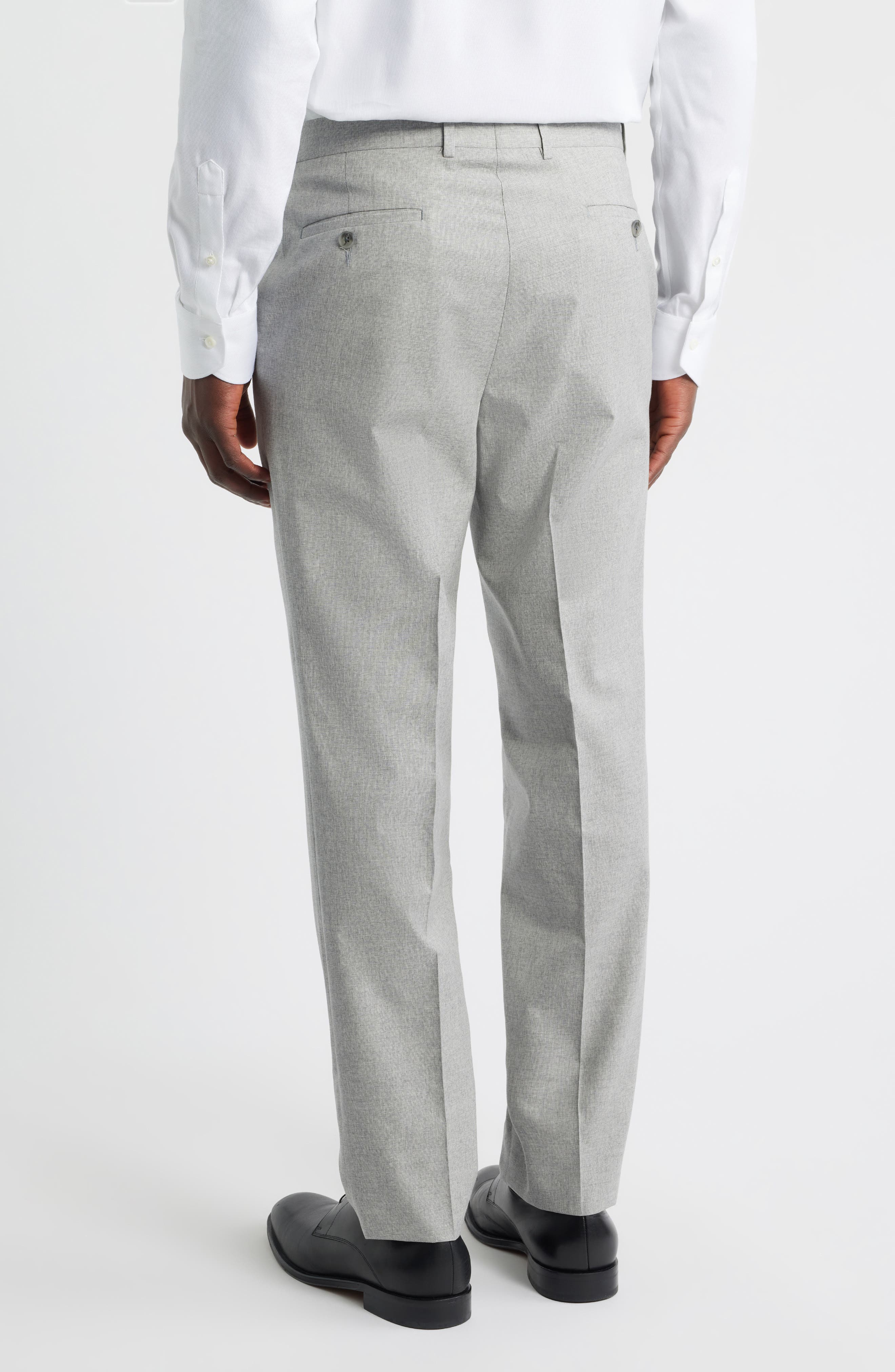 Harker Flat Front Light Tan Wool & Cotton Melange Dress Pants - image 2